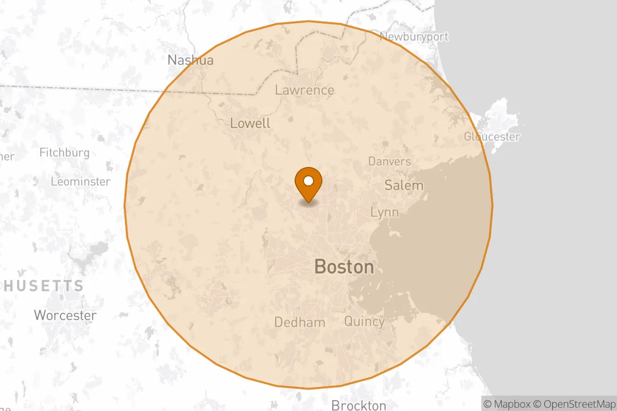 service area service area map in Woburn, MA